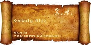 Korbuly Aliz névjegykártya